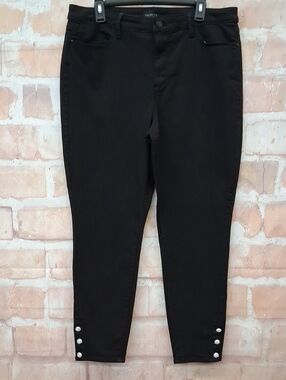 Talbots Black Ankle Cropped Jeans with Hem Buttons